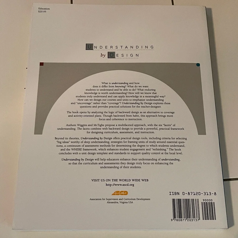 Understanding by Design Grant Wiggins Jay McTighe ASCD Education Paperback 1998